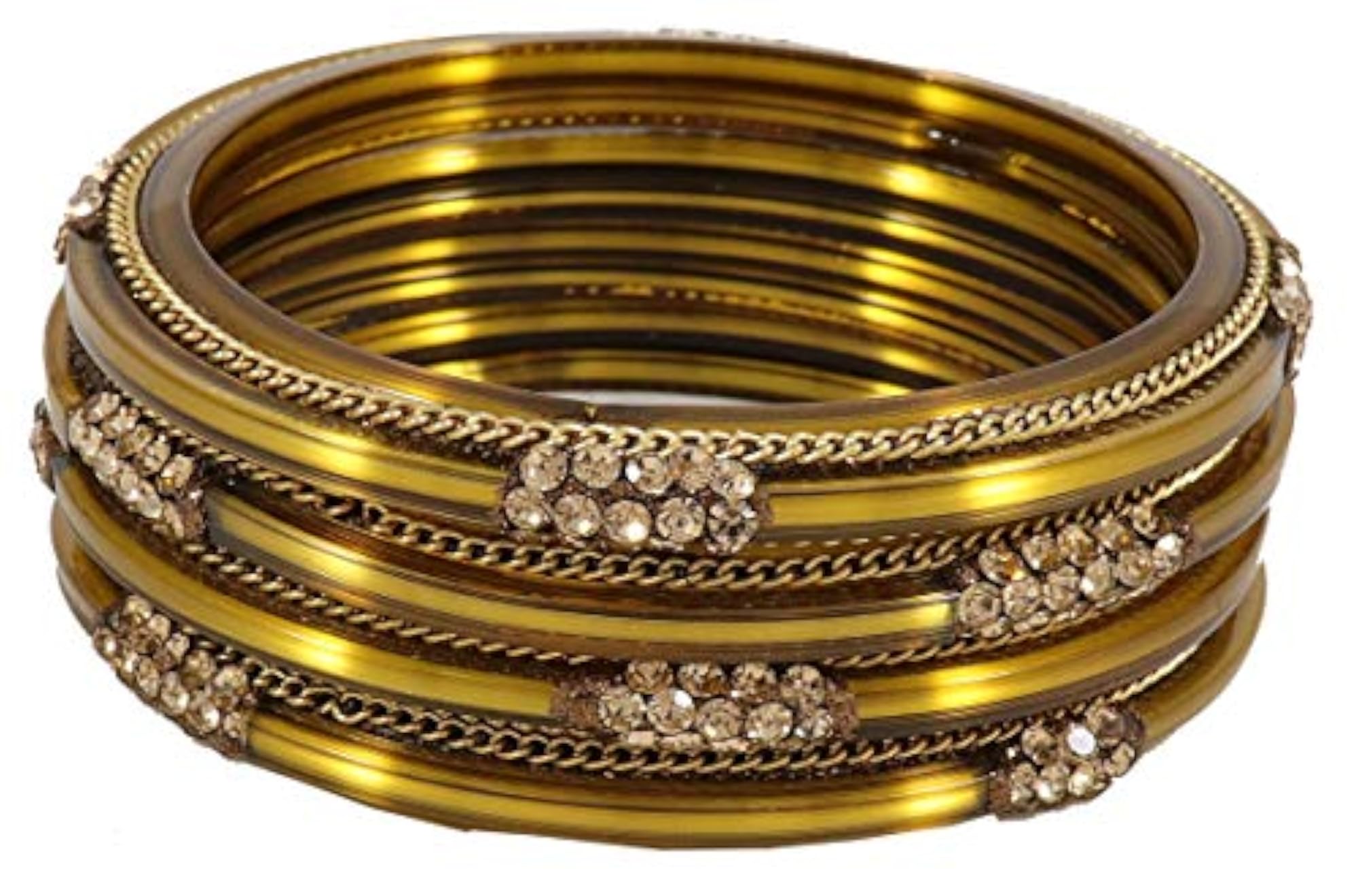 Zircon Gemstone and Glitter Pattern Kada Set, Pack of 4
